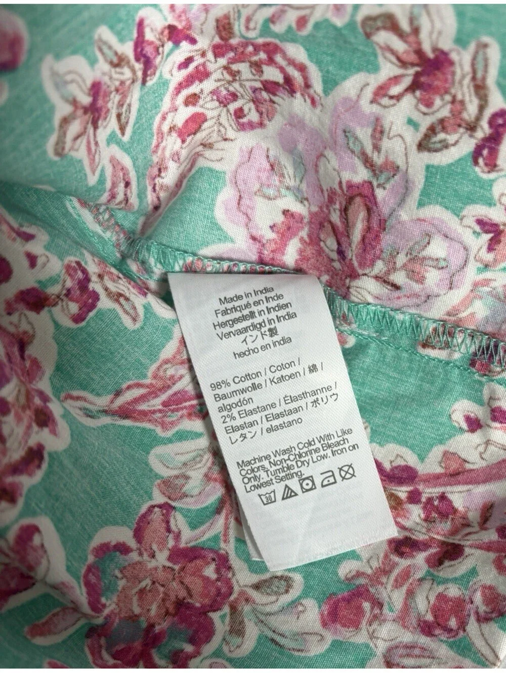 J.Crew Women Size  XL Floral  Puff Sleeve Cotton Blouse Green Pink  Style#CA199